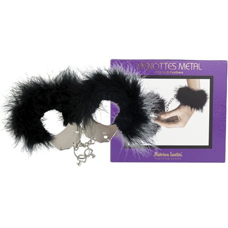 Adrien Lastic - Manette in Metallo con Piume Nere