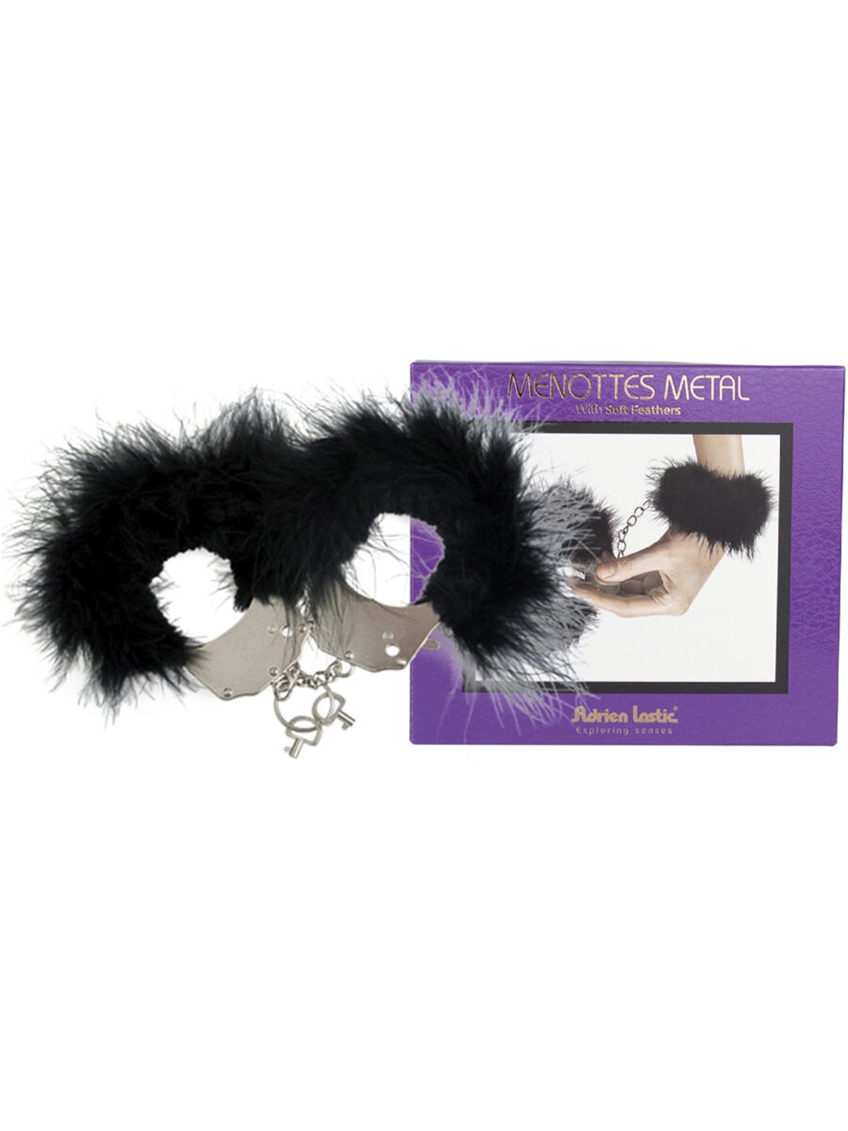 Adrien Lastic - Manette in Metallo con Piume Nere