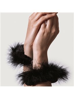 Adrien Lastic - Manette in Metallo con Piume Nere