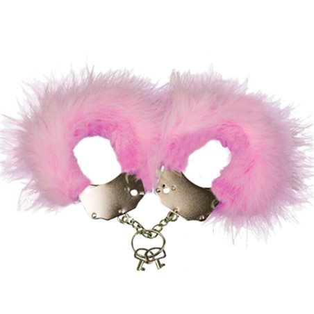 Adrien Lastic - Manette in Metallo con Piume Rosa