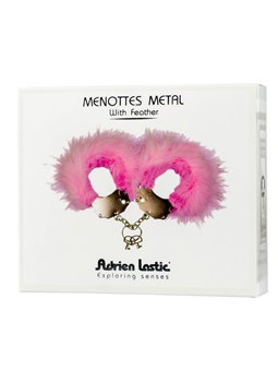 Adrien Lastic - Metal Handcuffs with Pink Feathers