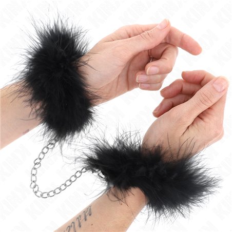 Kink - Wrist Cuffs with Feathers and Chain