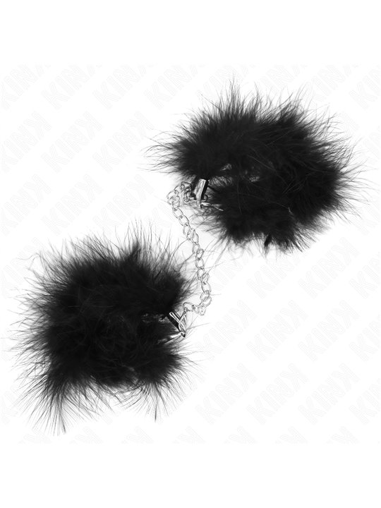 Kink - Wrist Cuffs with Feathers and Chain