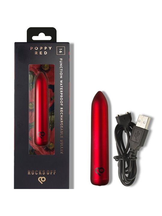 Rocks-Off Poppy Red - Vibratore a Proiettile in Silicone Rosso
