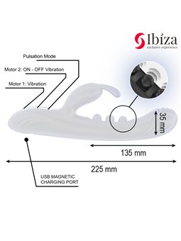 Ibiza - Silicone Rabbit Vibrator with 7 + 7 Functions 22.5 cm