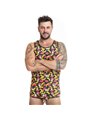 Anais Men Banana - Top Smanicato con Fantasia Labbra e Banane Taglia S