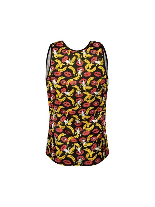Anais Men Banana - Top Smanicato con Fantasia Labbra e Banane Taglia S