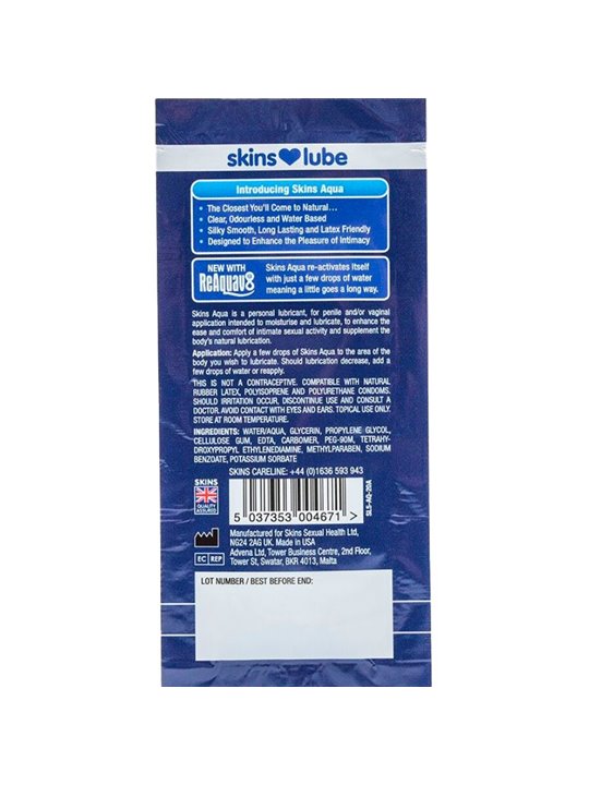 Skins Aqua - Lubrificante a Base d'Acqua Inodore e Trasparente 5 ML