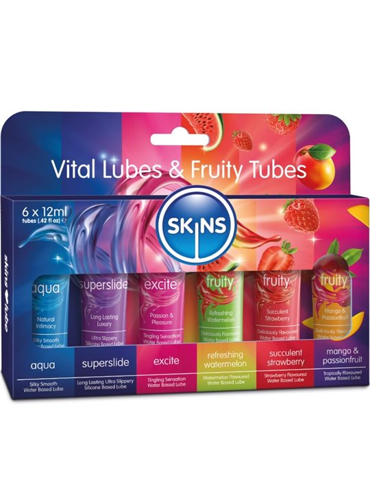 Skins - Set di 6 Lubrificanti Intimi Setosi Assortiti 6 x 12 ML
