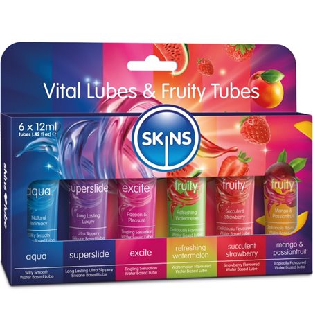 Skins - Set di 6 Lubrificanti Intimi Setosi Assortiti 6 x 12 ML