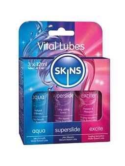 Skins - Set of 3 Assorted Silky Intimate Lubricants 3 x 12 ML