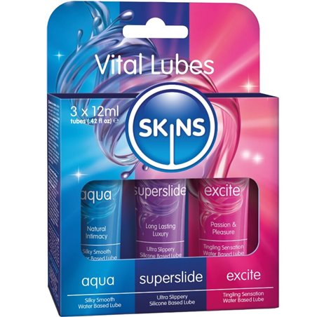 Skins - Set di 3 Lubrificanti Intimi Setosi Assortiti 3 x 12 ML