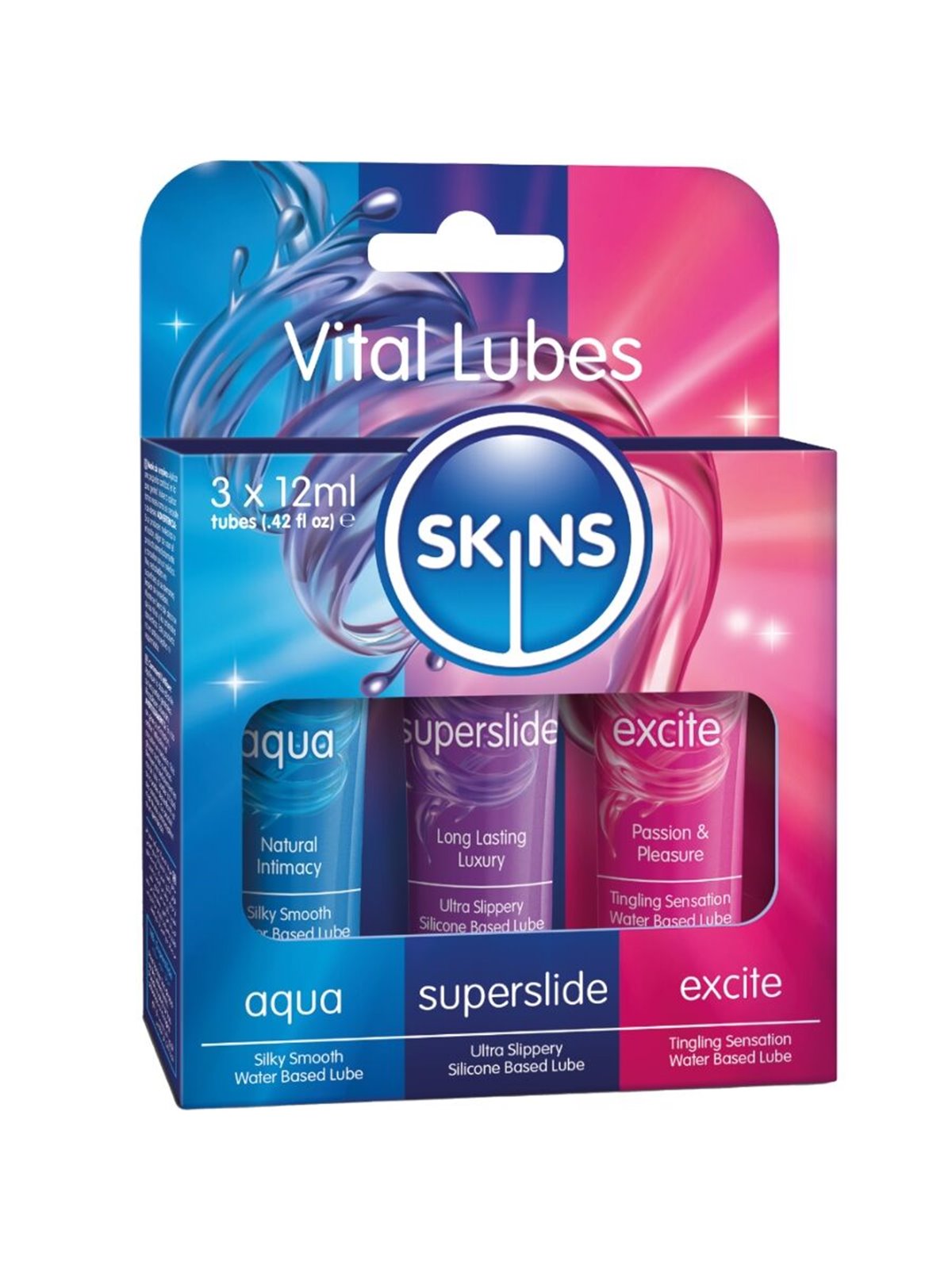 Skins - Set of 3 Assorted Silky Intimate Lubricants 3 x 12 ML