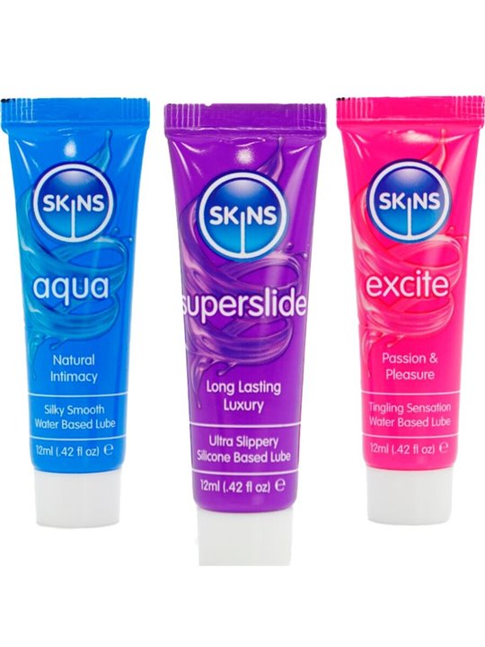 Skins - Set di 3 Lubrificanti Intimi Setosi Assortiti 3 x 12 ML