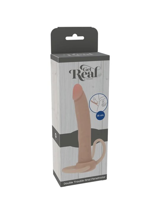 Get Real Double Trouble - Doppio Anello Fallico con Dildo Anale 16 Cm