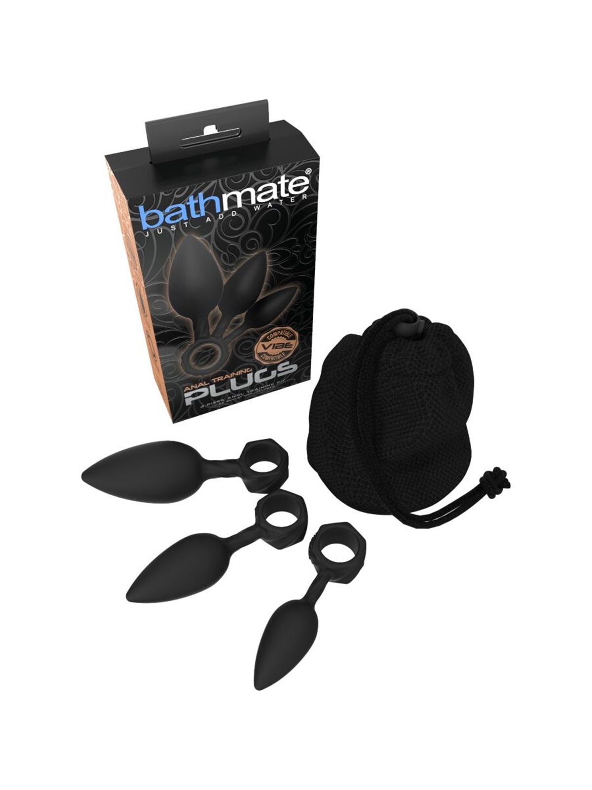 Bathmate - Training Kit 3 Black Silicone Anal Plugs