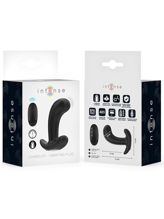 Intense Chandler - Vibratore Anale in Silicone Nero con Telecomando
