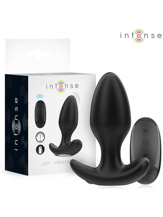 Intense Joey - Black Silicone Vibrating Anal Plug with Remote Control