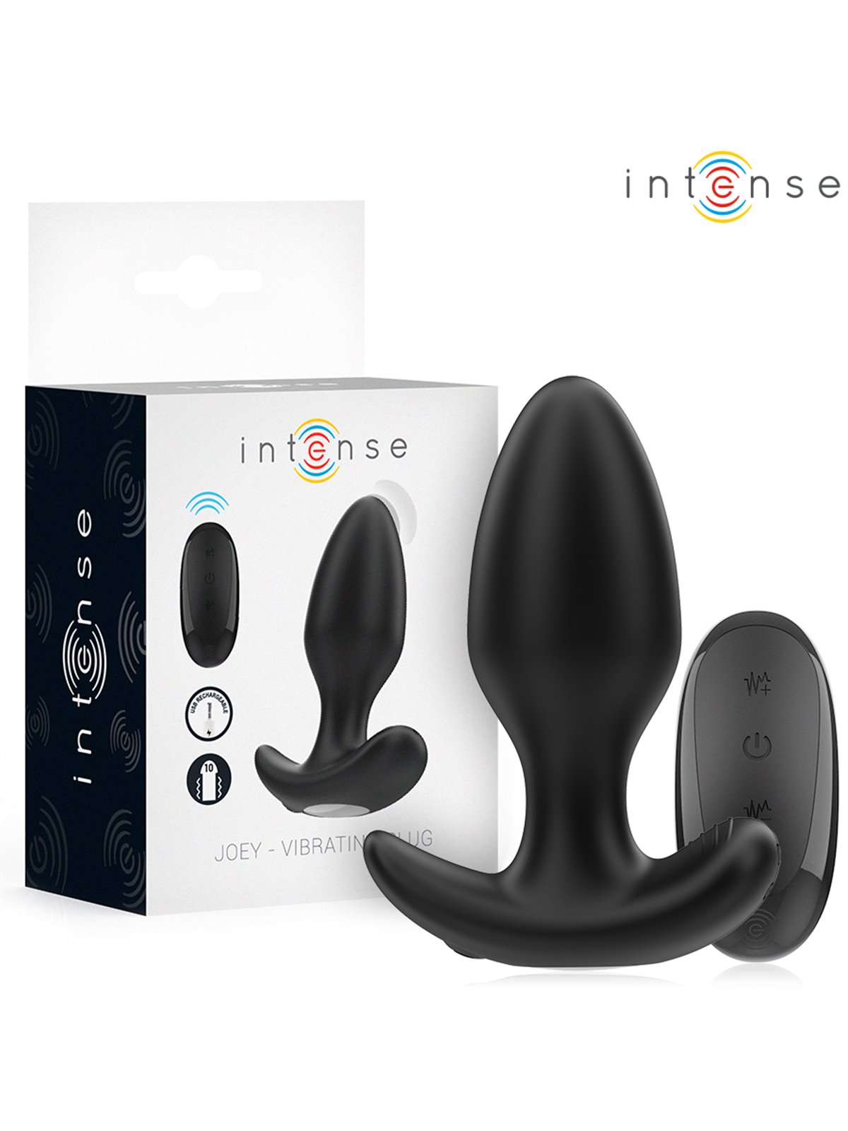 Intense Joey - Black Silicone Vibrating Anal Plug with Remote Control