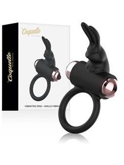 Coquette Chic Desire - Anello Fallico Vibrante a Coniglio - Nero/Oro