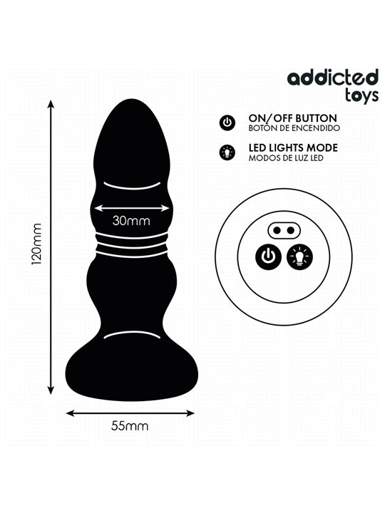 Addicted Toys - Plug Anale Rotante e Vibrante con Led e Telecomando