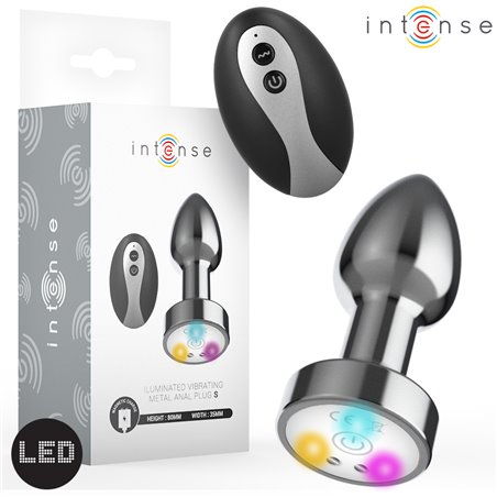 Intense - Vibrating Anal Plug with LED Lights and Remote Control Size S