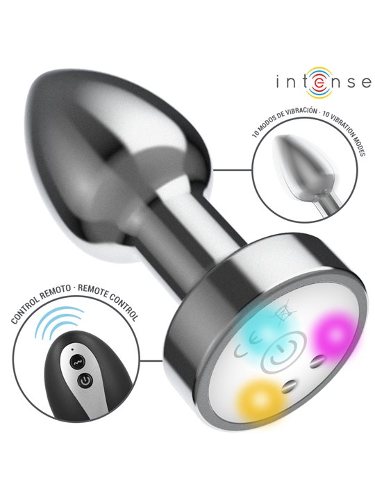 Intense - Vibrating Anal Plug with LED Lights and Remote Control Size S