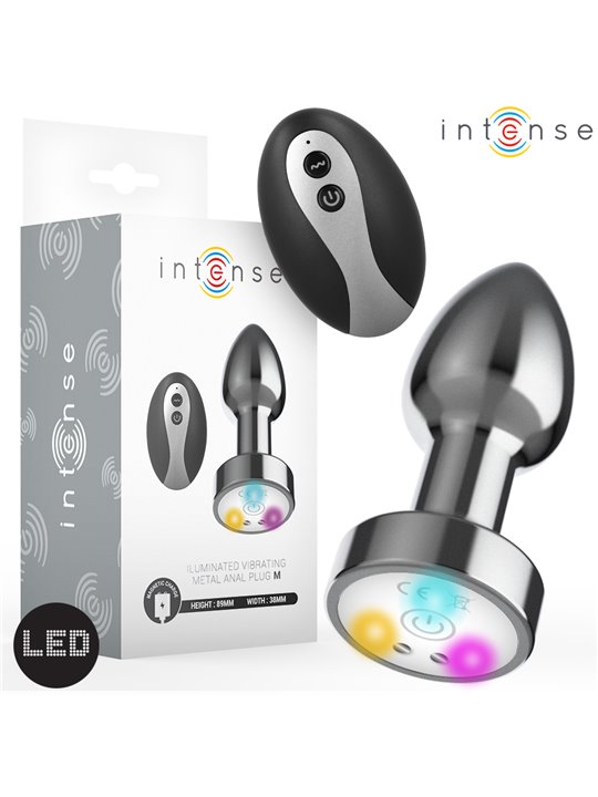 Intense - Vibrating Anal Plug with LED Lights and Remote Control Size M