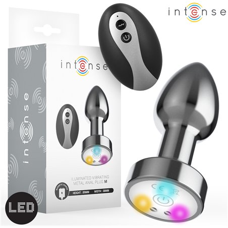 Intense - Vibrating Anal Plug with LED Lights and Remote Control Size M