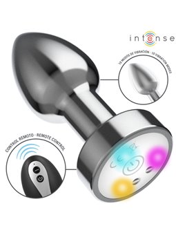 Intense - Vibrating Anal Plug with LED Lights and Remote Control Size M