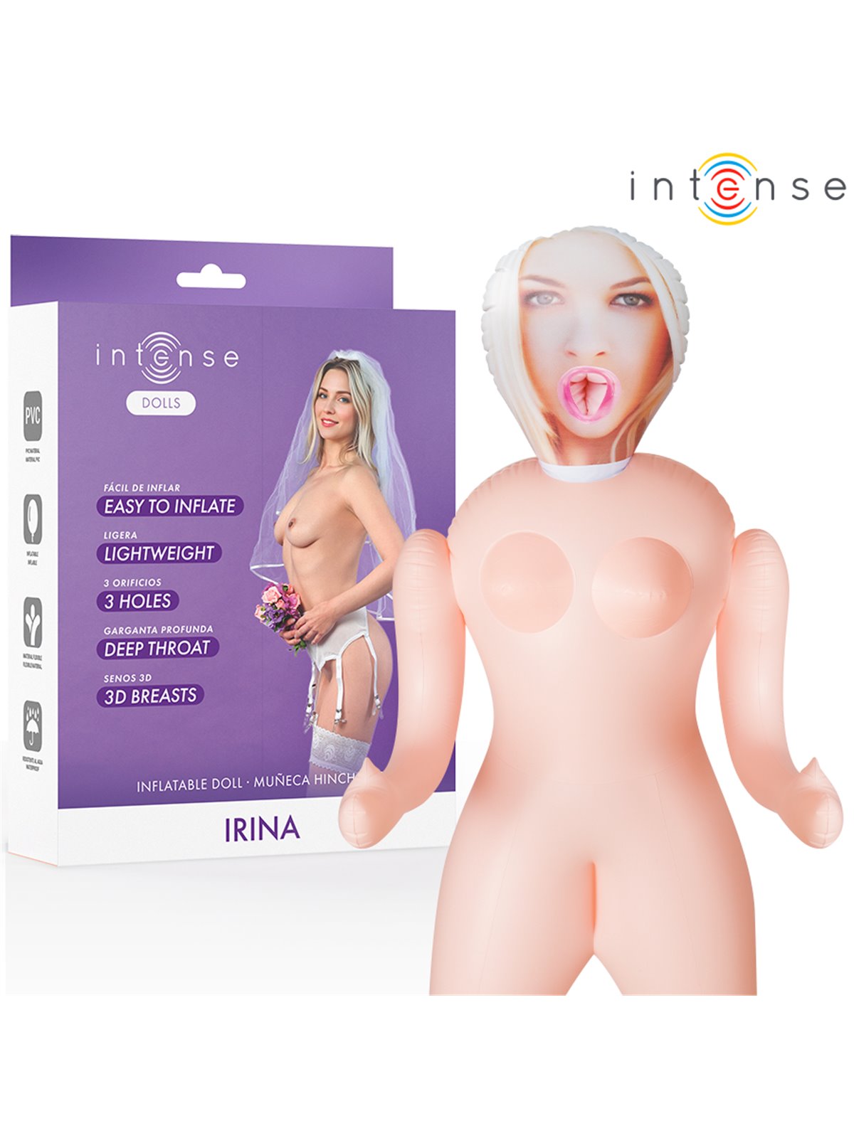 Intense Irina - Bambola Gonfiabile in PVC con 3 Orifizi e Seno 3D