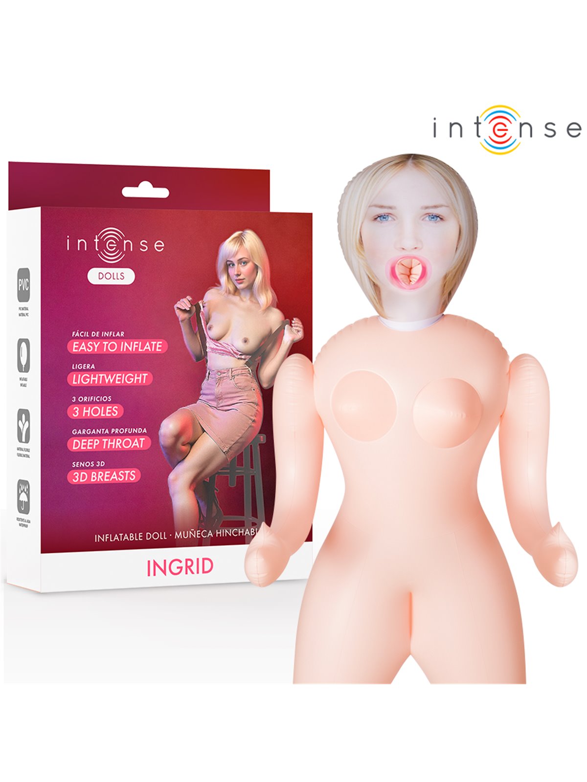 Intense Ingrid - Inflatable PVC Doll with 3 Orifices and 3D Breasts