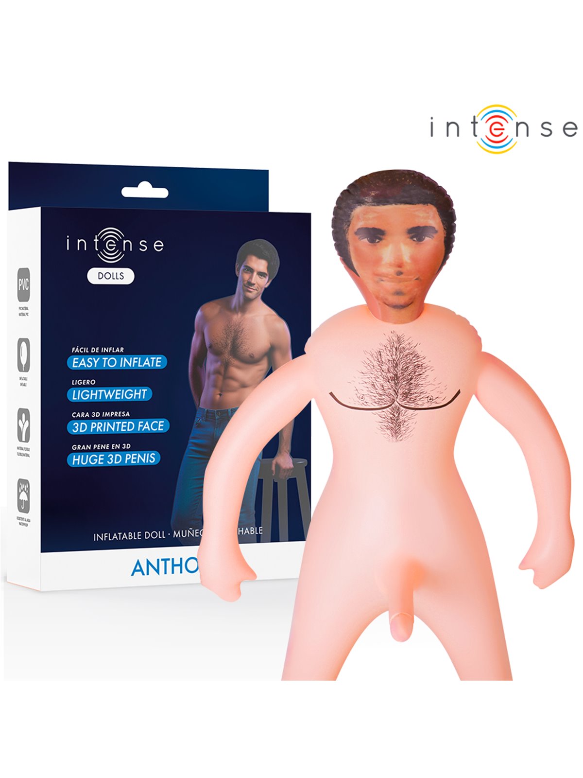 Intense Anthony - Bambola Gonfiabile Uomo in PVC con Pene 3D 145 Cm