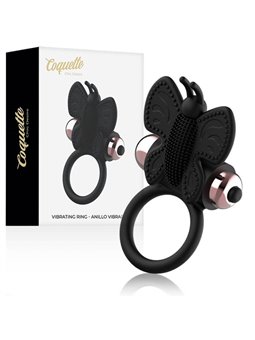 Coquette Chic Desire - Anello Fallico Vibrante a Farfalla - Nero/Oro