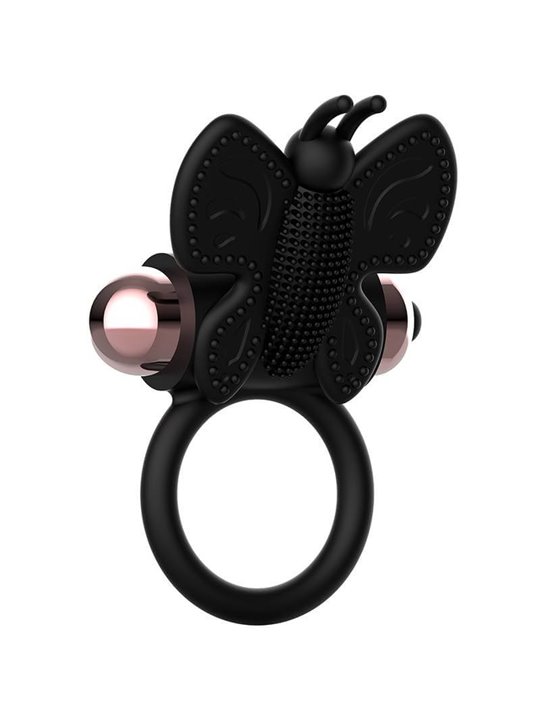 Coquette Chic Desire - Anello Fallico Vibrante a Farfalla - Nero/Oro