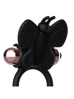Coquette Chic Desire - Anello Fallico Vibrante a Farfalla - Nero/Oro