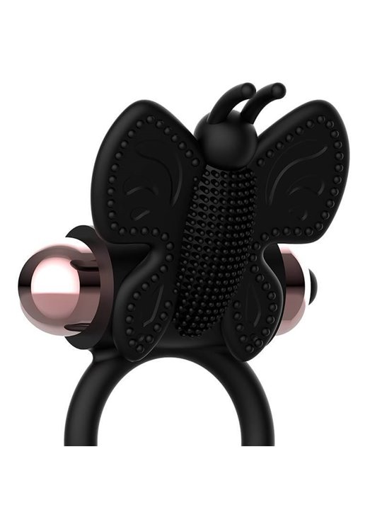 Coquette Chic Desire - Anello Fallico Vibrante a Farfalla - Nero/Oro