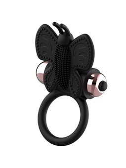 Coquette Chic Desire - Anello Fallico Vibrante a Farfalla - Nero/Oro