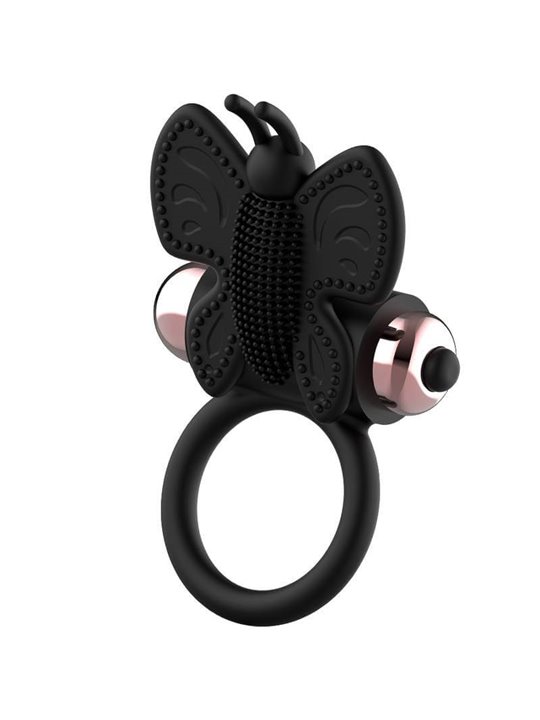 Coquette Chic Desire - Anello Fallico Vibrante a Farfalla - Nero/Oro