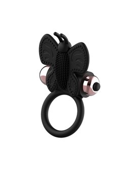 Coquette Chic Desire - Anello Fallico Vibrante a Farfalla - Nero/Oro