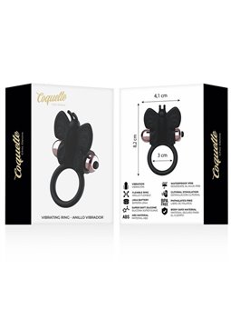 Coquette Chic Desire - Anello Fallico Vibrante a Farfalla - Nero/Oro