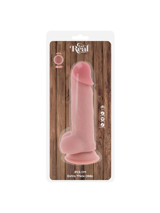Get Real - Pene Realistico in TPE con Testicoli e Ventosa 34,5 x 7,5 Cm
