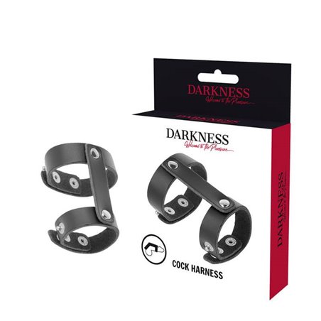 Darkness Cock Harness - Imbracatura Fallica in Pelle Vegana con Bottoni in Acciaio