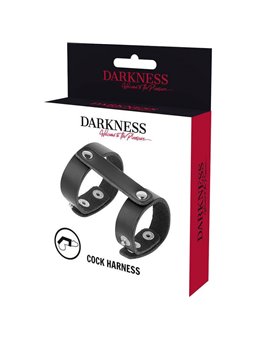 Darkness Cock Harness - Imbracatura Fallica in Pelle Vegana con Bottoni in Acciaio