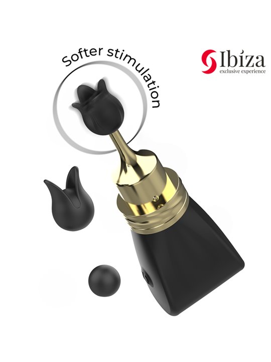 Ibiza - Stimolatore Clitorideo in Silicone Nero con 3 Testine