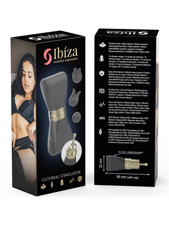 Ibiza - Stimolatore Clitorideo in Silicone Nero con 3 Testine