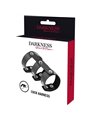 Darkness Cock Harness - Triplo Anello Fallico in Pelle con Bottoni in Acciaio