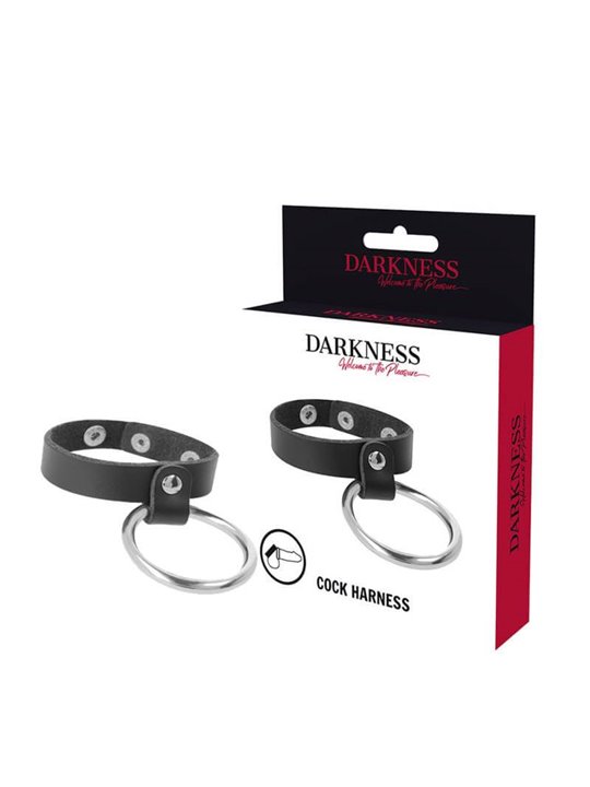 Darkness Cock Harness - Anello Fallico Doppio in Acciaio ed in Pelle