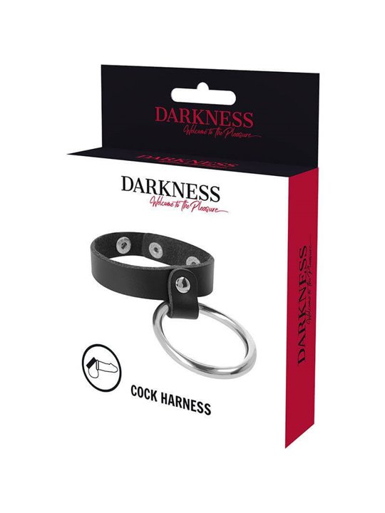 Darkness Cock Harness - Anello Fallico Doppio in Acciaio ed in Pelle