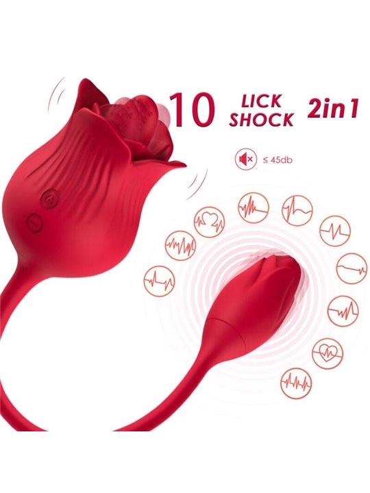 Armony - Vibratore Rosa Rossa in Silicone con Lingua Vibrante